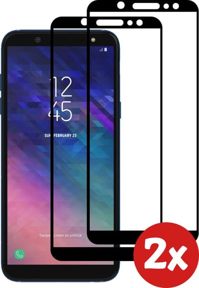 Smartphonica Screenprotector Geschikt voor Samsung Galaxy A6 2018 - Full Cover Tempered Glass with Round Edge - Gehard glas met Afgeronde Hoeken - 2-Pack geschikt voor Samsung Galaxy A6 (2018)
