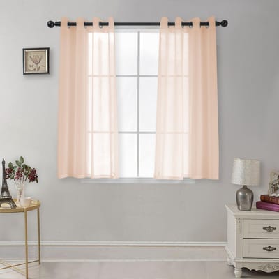Dailygoods- Gordijnen met ringen - Doorschijnend - Set van 2 - H 160 x B 140 cm - Onderhoudsvriendelijk - 100% polyester - Raamdecoratie