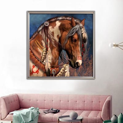 Diamant broderie animaux plein rond diamant peinture cheval photo de strass décoration de la maison 30x30CM black