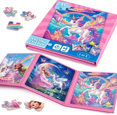 36 Delen Eenhoorn Magnetische Puzzels voor Kinderen, Reis Puzzels voor Kinderen 3-8 Jaar, Educatieve Jigsaw Puzzels voor Meisjes en Peuters, Creatieve Activiteiten voor Kinderen
