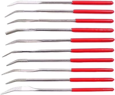 Gebogen Vijl Set - Naaldvijlen - Precisie Vijlen - Amaril Materiaal - 10 stuks - Rood