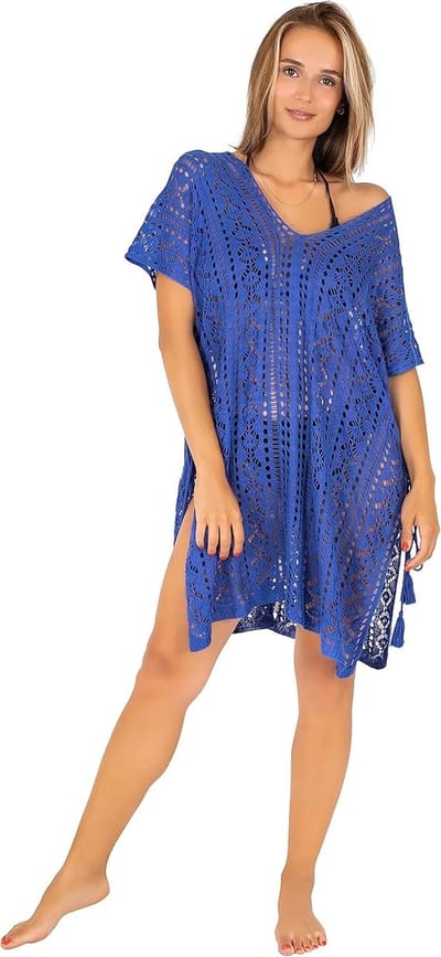 Strandjurk - Oeko - Tex Standaard - Bikini Cover UP of Strand Poncho, Zomerjurk ideaal als Strand Kimono, Tuniek of Badpak S/M