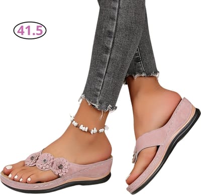Livano Comfortabele Slippers - Badslippers - Teenslippers - Anti-Slip Slides - Flip Flops - Stevig Voetbed - Roze - Maat 41.5