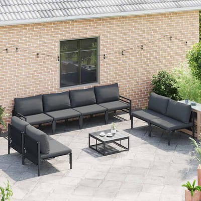 vidaXL - Tuinbank - Set - 8 - st - Zwart - Staal