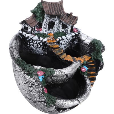 Pot de fleur Jardin de fées   Pot à fleurs Paysage Résine   Décor pour Plantes Succulentes avec Ornement Petite Maison Décor Extérieur Intérieur Balcon black