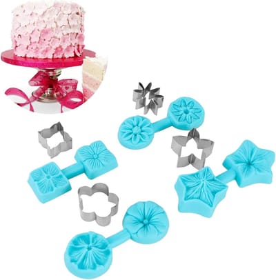 Allecto - Siliconen Bakvormen - Taartdecoratie - 4 Sets - Bloemen Fondant Mallen - Creatief bakken - Geschikt voor elke bakliefhebber