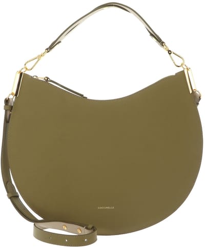 COCCINELLE Leren schoudertas Sunup Handbag Double Grainy Leather Seagrass / Sandshell kaki