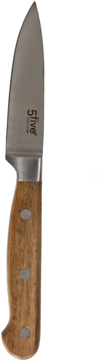 5Five Elegancia - Fruit en groente mes/Snijmes - 1x stuks - RVS - acacia hout - 20 cm - keuken schilmes - luxe kwaliteit