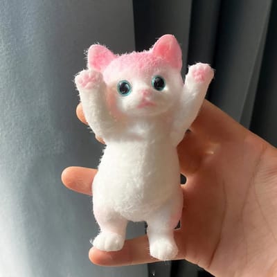 Squishy Leuke Gevlokte Kat Stressverlichtend Speelgoed, Extra Grote Sensorische Fidget Speeltjes voor Kinderen Volwassenen Angst Ontspanning, Knijp Cadeau