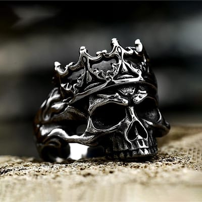 Bague vintage gothique en acier inoxydable pour homme et femme, bijou tendance, idéal pour Halloween, taille 7 à 13 9 gray