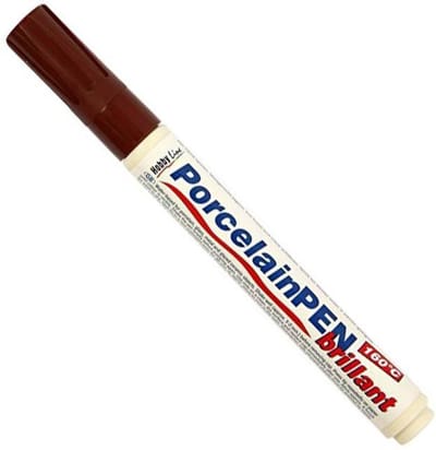 Hobby Line Bruine Porcelain Pen - Glas- en porseleinstift op waterbasis geschikt voor glas, porselein, metaal en keramiek