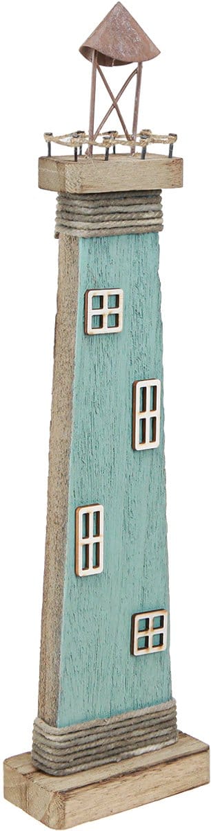 Vuurtoren antieke look maritieme tafeldecoratie hout blauw 40,5cm