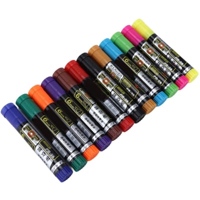 Lot de 12 Marqueurs Permanents à Séchage Rapide, Imperméables, Couleurs Vives, Résistants à la Décoloration pour Peinture, Graffiti black