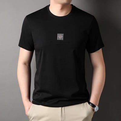 T-shirt met korte mouwen Heren Cool Zomer Nieuw Ronde Hals Casual Huidvriendelijk Onderhemd 4XL black
