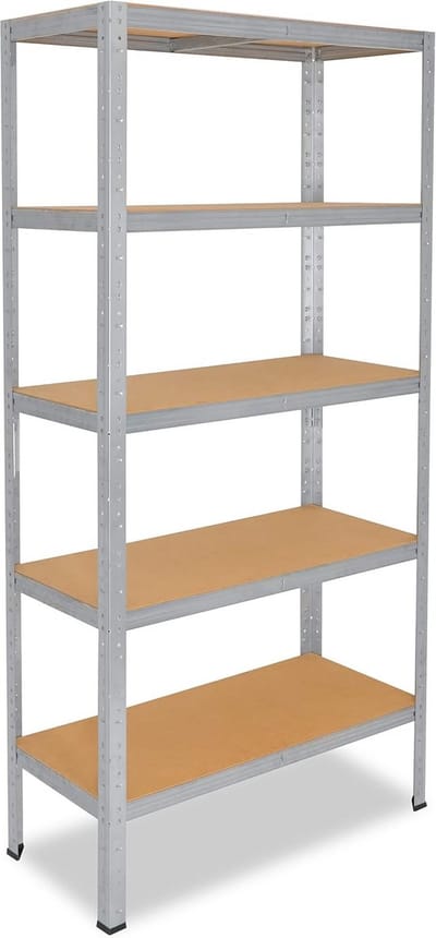 Stevige metalen stellingkast 155x120x50cm met 5 gegalvaniseerde legborden en 175kg draagvermogen