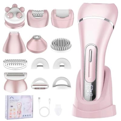 7-in-1 dames scheerapparaat en lichaamstrimmer, waterdicht voor intieme zones, bikini en meer