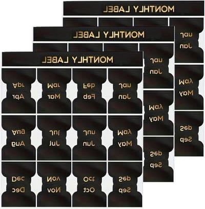 Maandelijkse Label Stickers, 36 Stuks, Tabs voor Planners, Kalender Stickers en Organisatie Tools