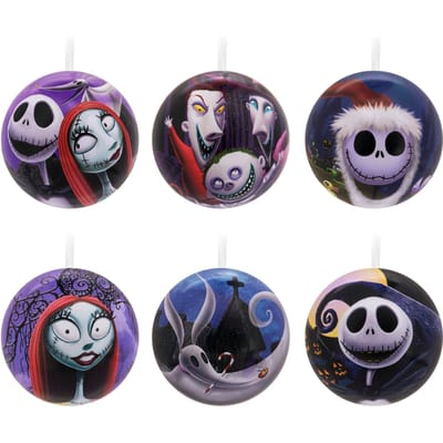 Hallmark Disney The Nightmare Before Christmas Tin Ball Christmas Ornaments, Pack of 12
