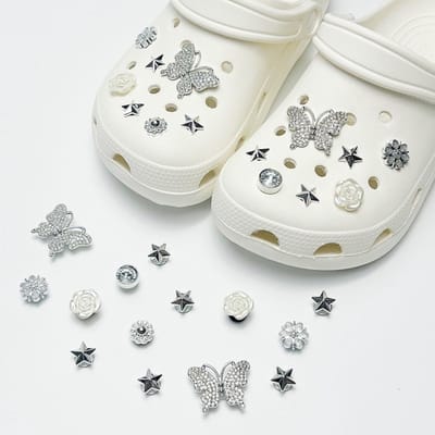 Schoenaccessoires-geschikt voor crocs charms- geschikt voor crocs pins- geschikt voor crocs Accessoires- geschikt voor Crocs Jibbitz-CJ-214 Sterren Roze Vlinder