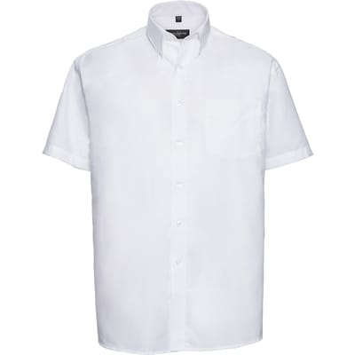 Russell Collection Heren Oxford Easy-Care overhemd met korte mouwen (Wit)