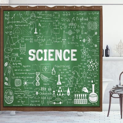 New Bed, Biologie Wetenschapswoord op Schoolbord Douchegordijn Badkamer Decor Set met Haakjes, 180 cm B 200 cm L