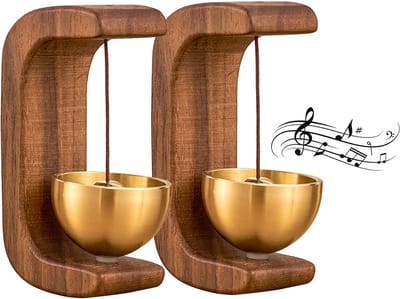 2 stuks Houten deurbel - Kerstdeurbel - Decoratieve deurbel - Magnetische deurbel - Deuropener - Jinglegeluid - Kan bij de ingang worden opgehangen - Ook geschikt voor deuren, muren, winkels, kledingkasten, koelkasten - Donkerbruin