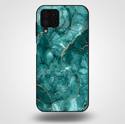 Smartphonica Telefoonhoesje voor Samsung Galaxy A22 4G met marmer opdruk - TPU backcover case marble design - Goud Groen geschikt voor Samsung Galaxy A22 4G