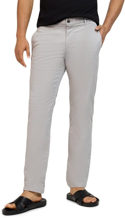 WOTEGA Heren Chinobroek CloudFit – Regular Fit – Katoen Stretch – Lichtgrijs – Koordsluiting
