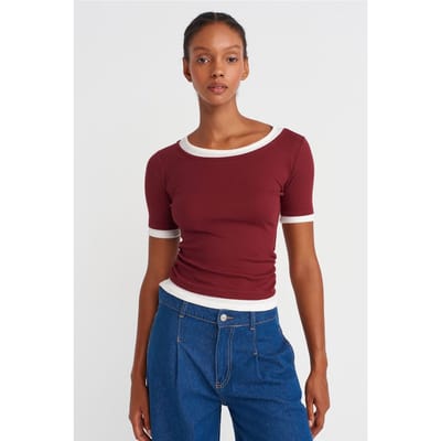 Dames Cropped Slim-Fit T-Shirt met Ronde Hals