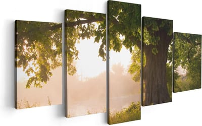 Artaza Canvas Schilderij Vijfluik Eikenboom Aan Het Water Met Volle Bladeren - 100x50 - Foto Op Canvas - Canvas Print