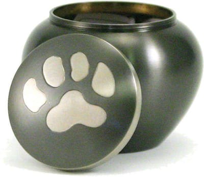 Odyssey urn Kleur leisteen grijs met ingelegde dierenpootjes Medium