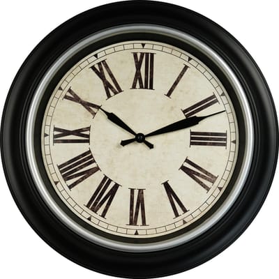 LW Collection wandklok zwart zilver 45cm - muurklok - klok - keukenklok - wandklok