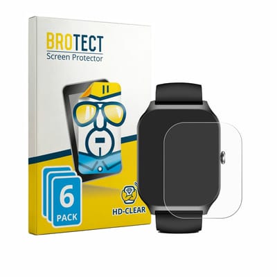 BROTECT - Screenprotector voor Kriutefy Smartwatch 1.83" - Folie Beschermfolie transparant 6 Stuks