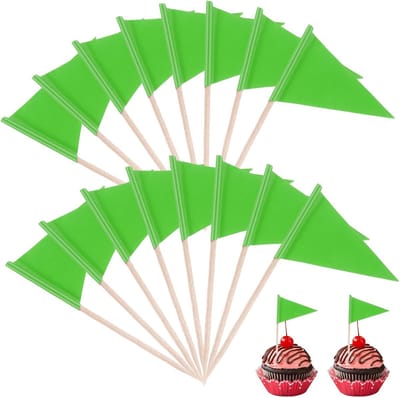 100 stuks groene driehoekige tandenstokers vlaggen voor cocktails en cupcakes - feestelijke decoratie voor pub