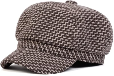 Unisex Retro Krantenjongen Pet – Duizend Vogelmotief Baret Hoed | Vintage Achthoekige Cap voor Heren en Dames | Lente & Herfst