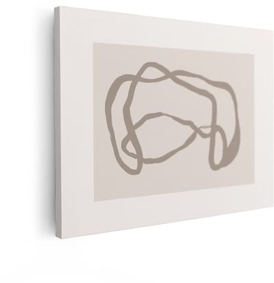 Artaza Canvas Schilderij Abstract - 120x90 cm - Wanddecoratie Japandi - Muurdecoratie Modern - Decoratie Beige Lijntekening