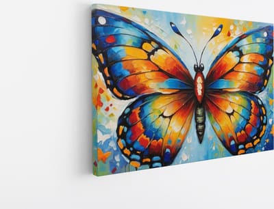Saammp Canvas Schilderij - Abstracte Vlinder - Kleurrijk - Dieren - 30x20 - Foto op canvas - Wanddecoratie - muurdecoratie Woonkamer - Slaapkamer decoratie - Canvas Print