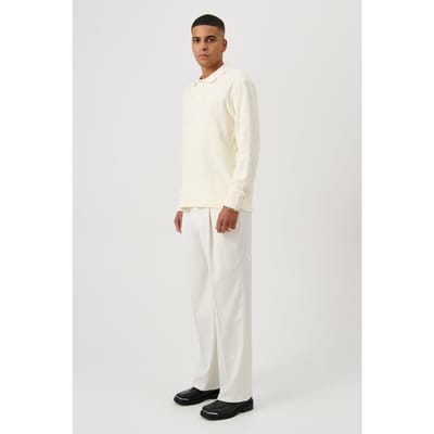 Soulland Robert Plush L/s Polo Shirt Off White Maat: XS/S | Longsleeves Outlet | Unisex | Wit