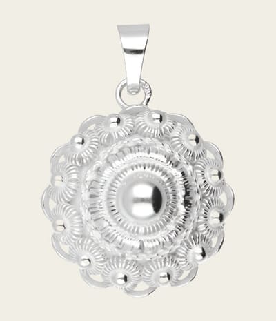 Zilveren Zeeuwse knop knoop 23 mm. ketting hanger