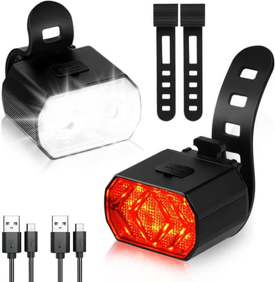 USB Fietsverlichtingsset 2-pack - Waterdichte en Lichtgewicht Fietslichten met 3 Modi voor Veilig Fietsen