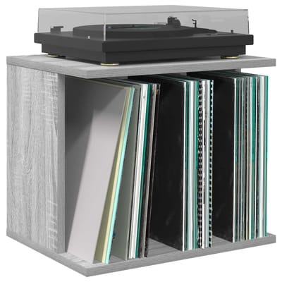 vidaXL - Vinyl - Platen - Opslag - Grijs - Sonoma - 42 - x - 33 - x - 36 - cm - Bewerkt - hout