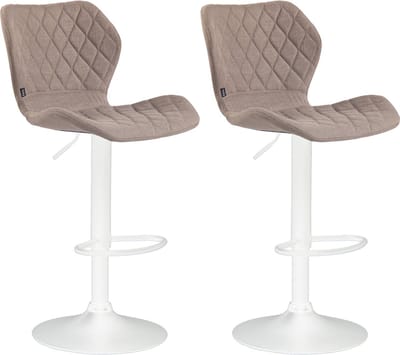 CLP Cork Set van 2 barkrukken - Stof taupe wit