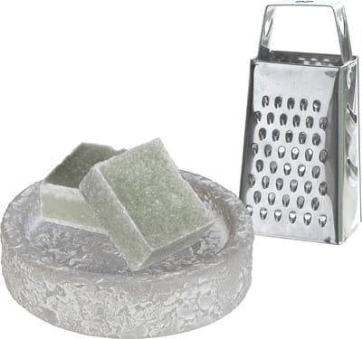 Ideas4seasons Amberblokjes/geurblokjes cadeauset - jasmijn geur - inclusief schaaltje en mini rasp