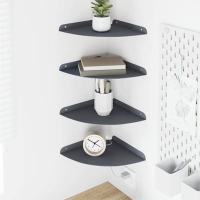 vidaXL - Hoek - Plank - 4 - st - Antraciet - 24 - x - 24 - x - 2,3 - cm
