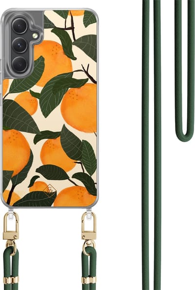 Casimoda® hoesje met koord - Geschikt voor Samsung A34 - Orange Garden - Afneembaar koord - TPU/polycarbonaat - Multi