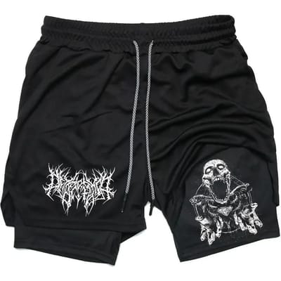Heren Shorts Gepersonaliseerd Bedrukt Dubbellaags Twee-in-één Fitness Sport Casual Broek S black
