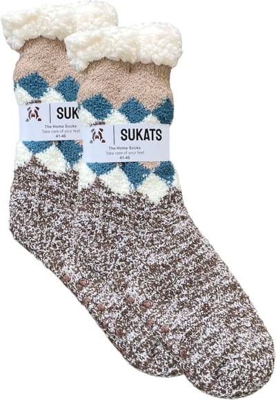 Sukats® Huissokken - Homesocks - Maat 41-46 - Antislip Sokken - Fluffy Sokken - Heren Huissokken - Slofsokken - Variant 111 - Meerdere Maten en Varianten - Verwarmde Sokken