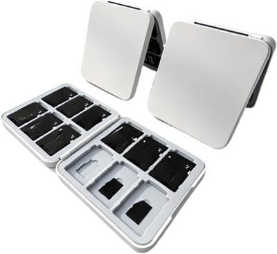 Geheugenkaart Koffer - SD Kaart Houder - Kaarten Organiseren - Magnetische Sluiting - 12 Sleuven - Wit