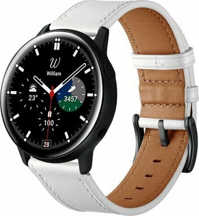 By Qubix - 20mm - lederen bandje - Wit - Geschikt voor Huawei watch GT 2 (42mm) - Huawei watch GT 3 (42mm) - Huawei watch GT 3 Pro (43mm)