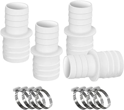 Cosensi - Pool Hose Connectors - 32mm naar 38mm - Complete set met slangklemmen - Wit - Slangverbinder voor zwembad en tuin - Efficiënte oplossing ...